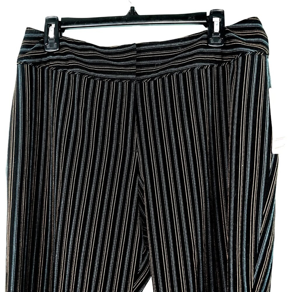 NWT I.E. Petite Dress Pants Black W/stripes Clasp Zipper Wide Waistband Sz 12p